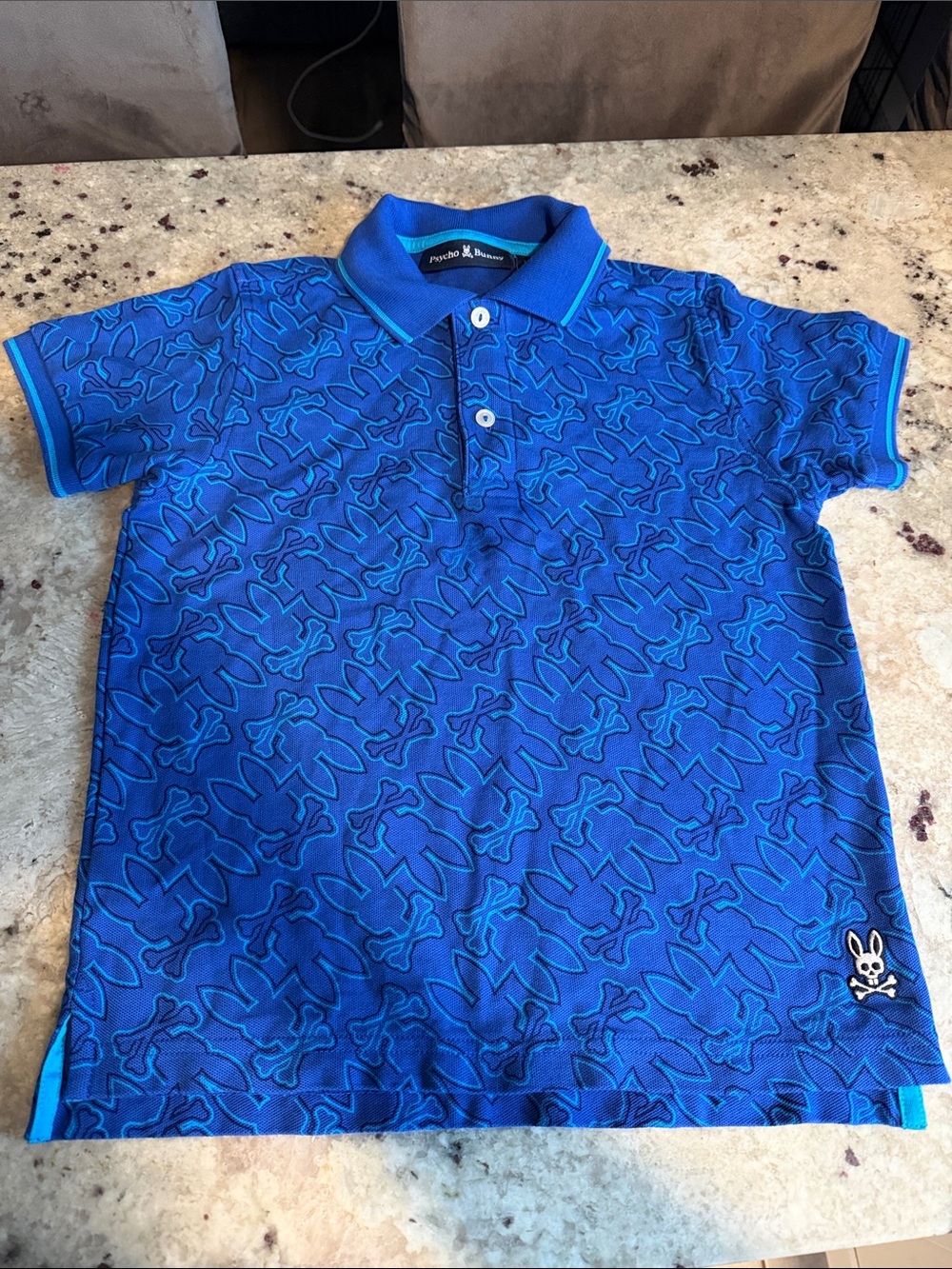 Psycho Bunny Royal Blue Patterned Polo size 7/8